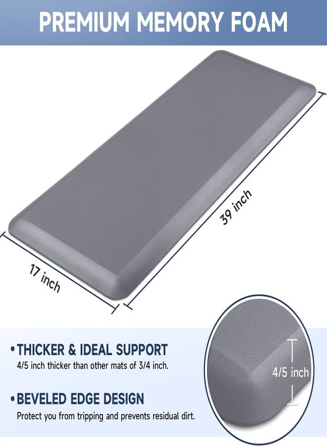 StepRite 4/5 Inch Thick Kitchen Mat Anti Fatigue Mat Kitchen Rugs Kitchen Decor Non-Slip, Stain & Water Resistant, Kitchen Mats Desk Mat for Kitchen, Office, Workshop, Grey, 17'' x 39'' - Image 2